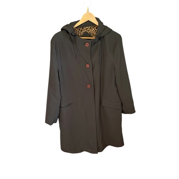 Vintage Prada Hooded Trench Coat | Leopard Print Lining | Size 46 Made in Italy - Picture 2 of 6